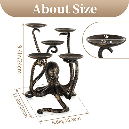 Gothic Octopus Candle Holder for Halloween and Home Decor - Iron Candelabra