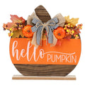 Fall Wooden Hello Pumpkin Sign - Autumn Decor, Tabletop Halloween & Thanksgiving