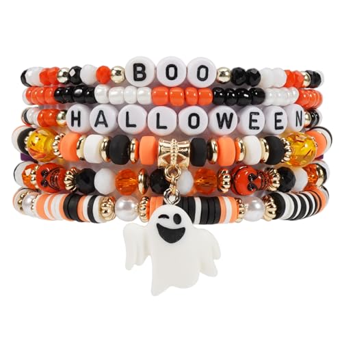 Halloween Friendship Bracelets with Ghost Pumpkin Beads - Color 20