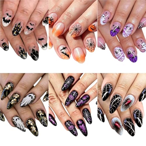 Halloween Reusable Fake Nails - Gothic Cute Terrifying 144PCS Colorful1