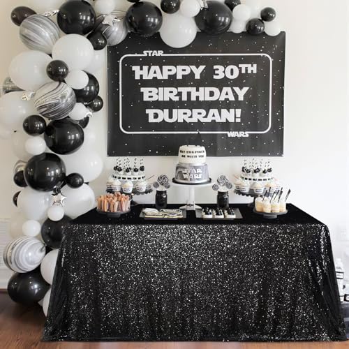 Black Sequin Rectangular Tablecloth 60x102 Inches Glitter Wedding Party Decor - MoKoHouse