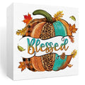 Blessed Pumpkin Wooden Box Sign - Fall Decor Religious Harvest Rustic Home & Office
