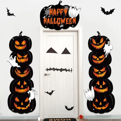 Halloween Pumpkin Door Banner Set - Spooky Porch Decorations for Front Doors & Walls