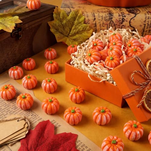 Mini Artificial Pumpkins Bulk 50 Pcs for Halloween Fall Decor Table Vase Filler