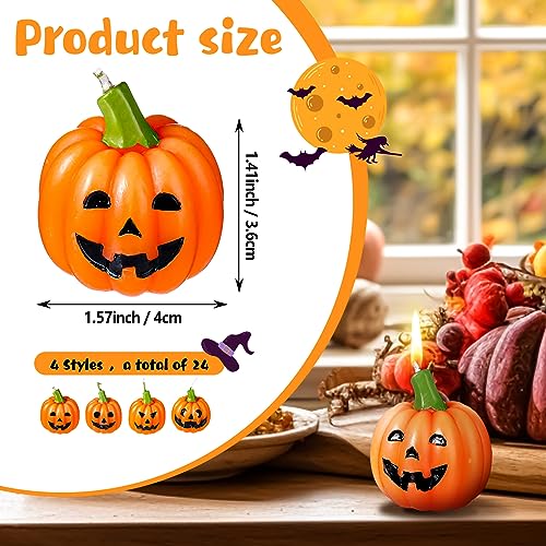 Halloween Pumpkin Candle Set - Cute Ghost Face Tealights, 24 Pieces - Pumpkin Variation