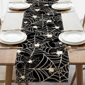 Halloween Spider Web Table Runner - Black White Cobweb Design, 13''x48'' - Seasonal Dining Decor