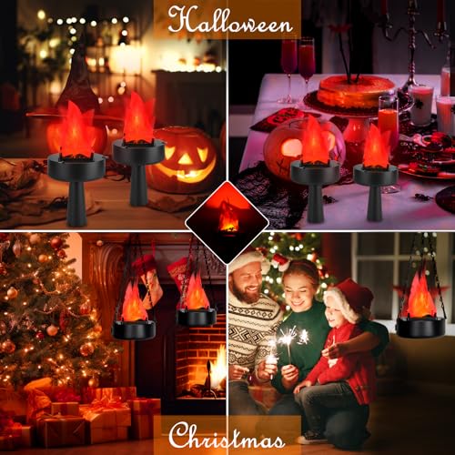 3D Fake Fire Flame Lamp USB Rechargeable LED Effect Light Halloween Christmas Decor