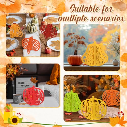 Hollow Wooden Pumpkin Craft Kit - 60 Pieces, 7.9 Inch Fall Decor
