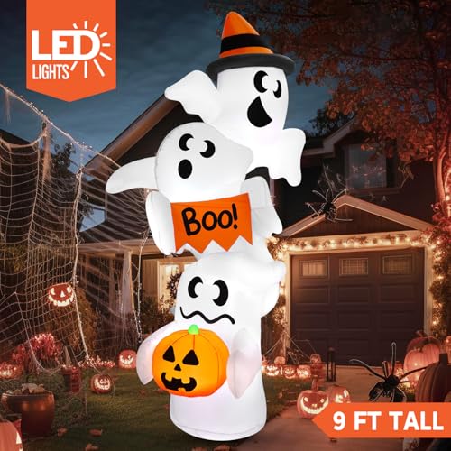 Giant Inflatable Ghost Halloween Yard Decoration with LEDs - Outdoor Spooky Decor