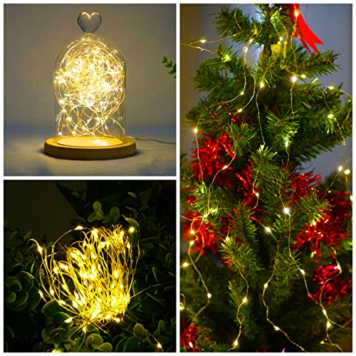Battery Operated Fairy Lights with Timer - 20 LED Twinkle Firefly String Lights, 7.2ft Silvery Wire, Warm White, 15 Pack