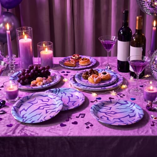 Purple Kpop Disposable Paper Plates Set - 50 Pieces, 7 & 9 Inch, Party Decor