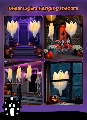 Brightown Halloween Hanging Ghost Light with Interactive Sound & Warm White Variation