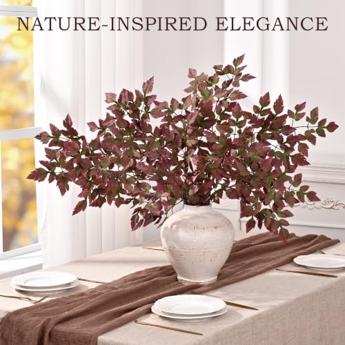 Fall Artificial Floral Stems 36 Inch with Ombre Green & Purple - 6 Pack, Realistic Autumn Decor for Vases and Arrangements