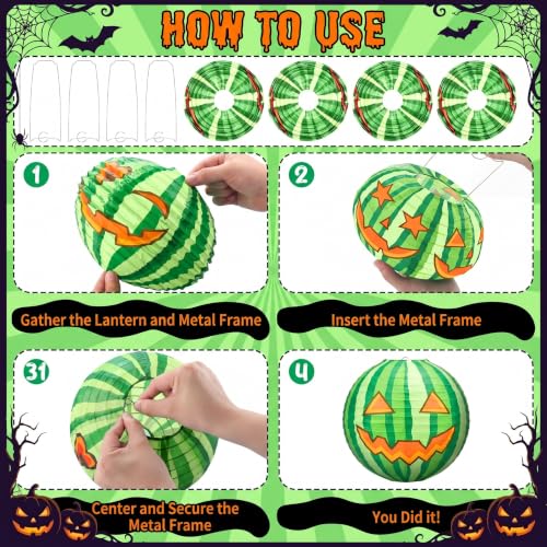 Watermelon Paper Lanterns Set - 16 Summer Halloween Party Decorations