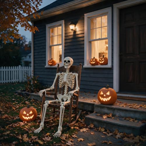 Life Size Skeleton Halloween Decoration 5.4FT - Easy to Pose & Reusable - Oceanite