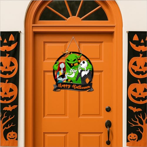 Halloween Nightmare Wooden Door Sign - Spooky Holiday Decor, 11x11 Inches