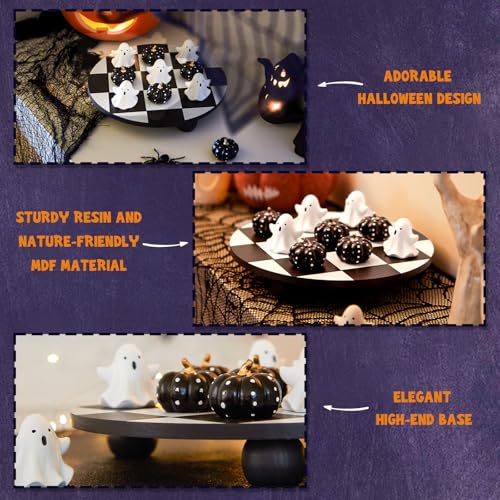 Halloween Tic Tac Toe Game Set - Black & White Ghost Pumpkin Pieces