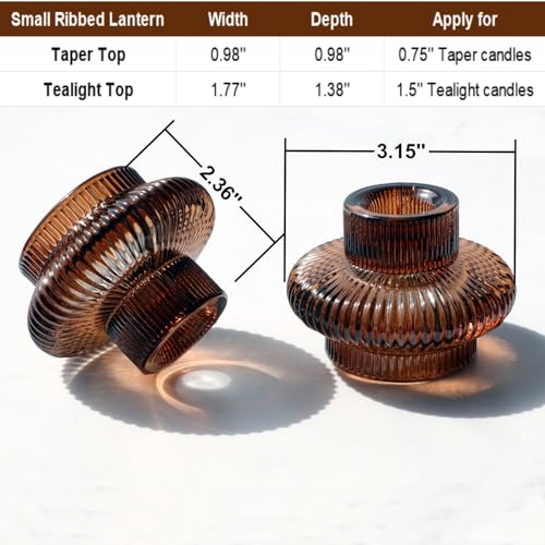 Brown Amber Taper Candle Holders Set of 12 - Fall Thanksgiving Decor