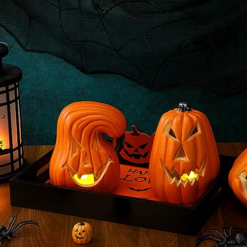 Halloween Serving Tray with Handles - Pumpkin Decorative Wooden Platter