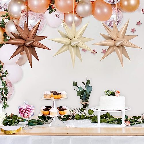 Chocolate & Caramel Star Foil Balloons 36PCS - Reusable Party Decorations