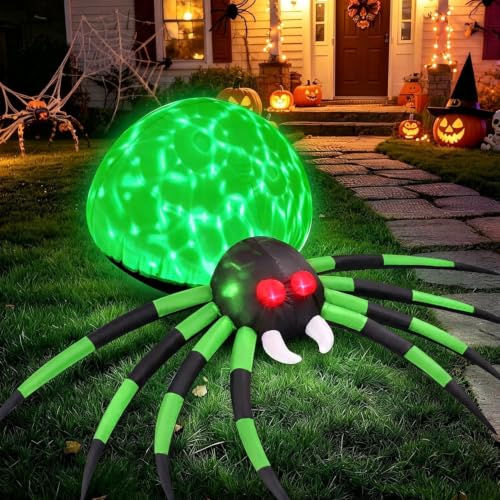 6 FT Inflatable Green Spider Halloween Yard Decoration with LED Lights