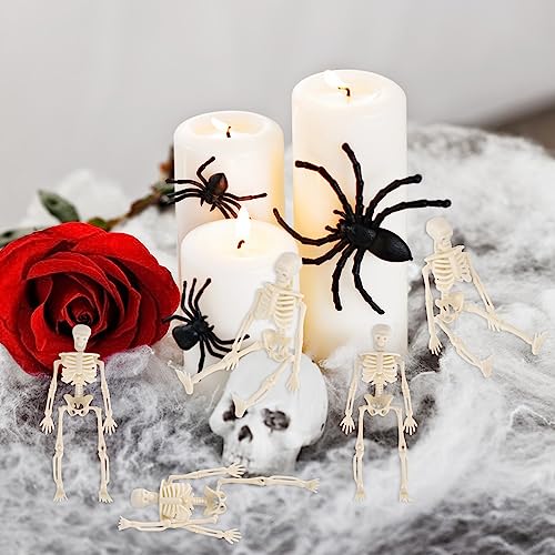 Mini Skeleton Figurines Set - Movable Joints Halloween Decorations, 12 pcs, 6 Inch