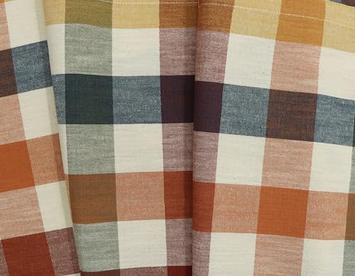 Harvest Plaid Cotton Table Runner - Rust Ivory Multi, 13x72 inches
