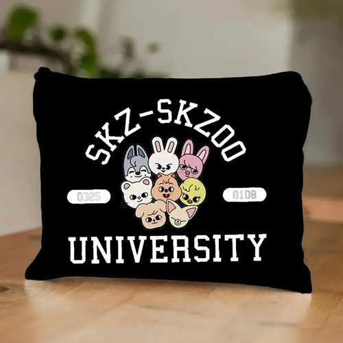 MONNYCAR Stay Fandom University Makeup Bag - SKZ K-POP Group Gift for Fans - STAY Character Cosmetic Bag - K-POP Fans Gift - Double-sided Printing (2PCS)