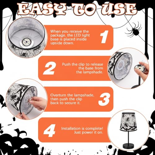 VIHOSE Halloween Spider Web Bat Table Lamp - 10.6x3.9 Inch Web Bat Decor - Web Bat Variation