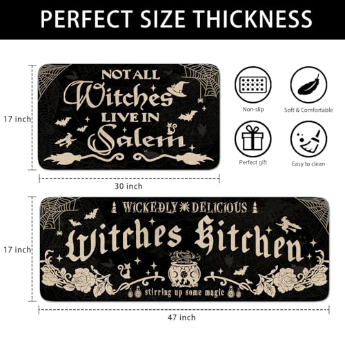 Halloween Witches Kitchen Mat Set of 2 - Non Slip Washable Decor Rugs