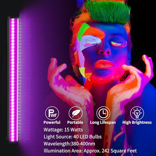 Black Light Bar 15W Portable LED Party Lights - 4 Pack, 1Ft Magnetic UV Blacklights