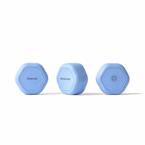 Cadence Travel Containers Basic Skincare Set | Magnetic Lids for Carry-On Essentials - 3 Small Capsules (0.56oz) - Cleanser, Moisturizer & Sun-Icon Labels - Pacific