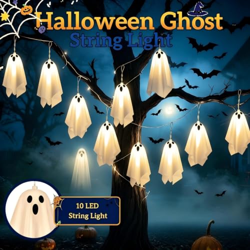 IDEAALS Solar Ghost Halloween Decorations Outdoor - Warm White Lights