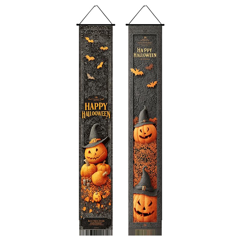 Halloween Decor Banner - Happy Halloween Porch Signs for Indoor & Outdoor Use - 5 Variations