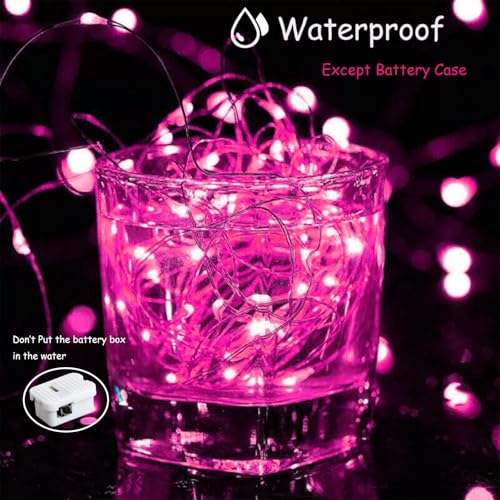 Pink Battery-Operated Fairy Lights 100 Pack 20 LED 7ft String with 3 Modes for Indoor Outdoor Decor