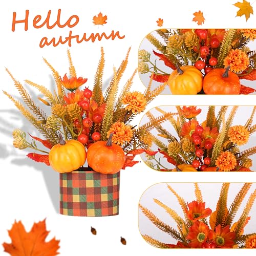 Autumn Thanksgiving Decor Set - 2PCS Fall Home Table Fireplace Decorations - Orange-AB