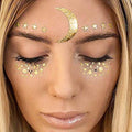 Metallic Shiny Water Transfer Face Tattoo Stickers for Parties & Makeup - Gold Glitter, Variation 5