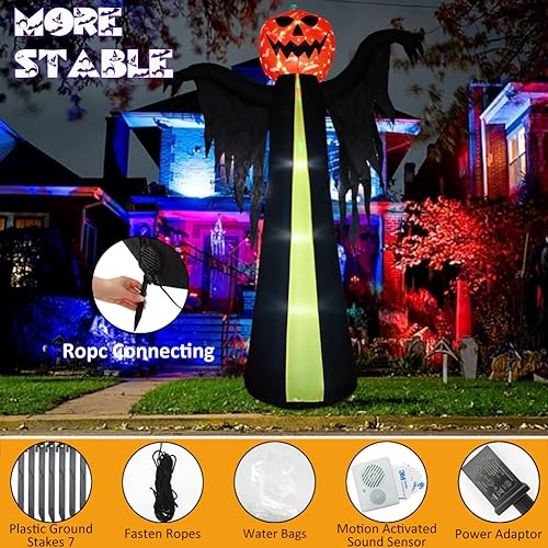 Giant 10.3Ft Halloween Inflatable Pumpkin Ghost with LED Lights & Scary Sound