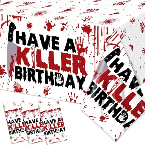 Halloween Birthday Decorations 3-Pack Spooky Tablecloths - Killer Themed Party Decor