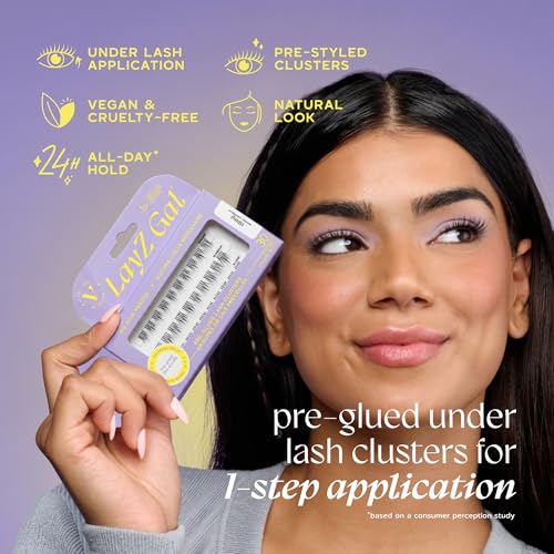 V by Velour LayZ Gal Lash Clusters - Lowkey Natural Volume, Pre-Glued, Reusable, 30 Pieces