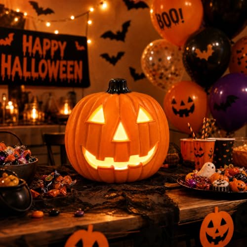 8-Inch LED Halloween Pumpkin Decoration Indoor Outdoor Lighted Decor