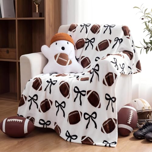 Halloween Football Throw Blanket & Ghost Pillow Set - Cozy Holiday Decor