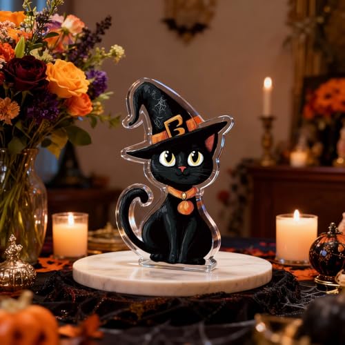 Black Cat Halloween Decor Desk Ornament Acrylic Cute Cat Gift