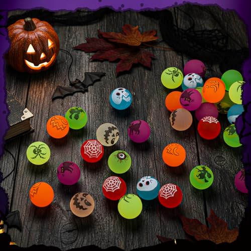 Halloween Glow in The Dark Bouncy Balls Set - 120pcs Spooky Party Favors