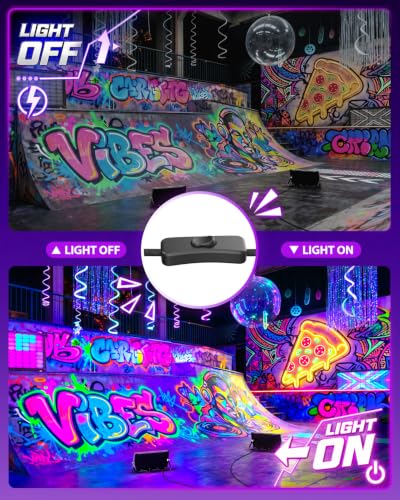 Black Light LED 100W Blacklight for Glow Party Halloween - 4 Pack - Black