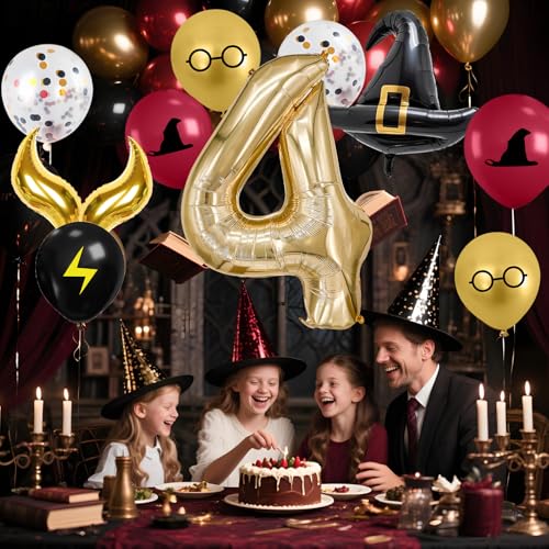 Number 4 Magic Balloon Set - Mystic Wizard Themed Party Decorations