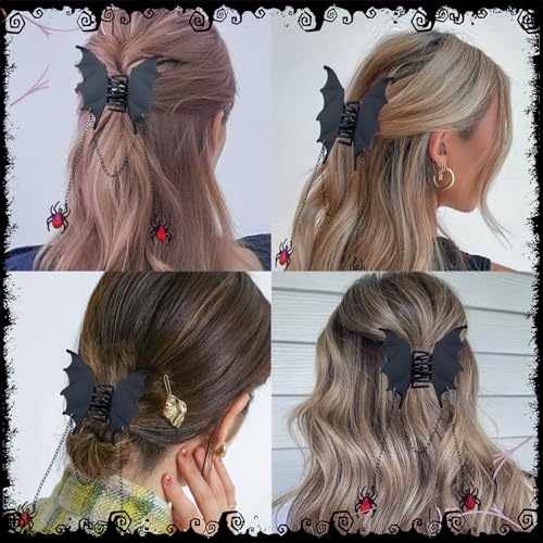 Halloween Bat Claw Hair Clips with Spider Decorations - Metal Costume Accessories