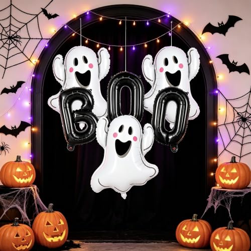 Halloween Ghost Balloons Set - 6pcs Foil Balloons for Party Decorations