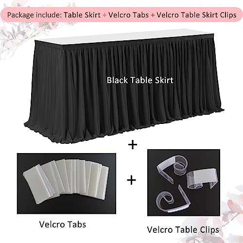 Black 11ft Pleated Ruffle Table Skirt for Teacher Desk Baby Shower Halloween — Variation: Black / L 11ft x H 30in
