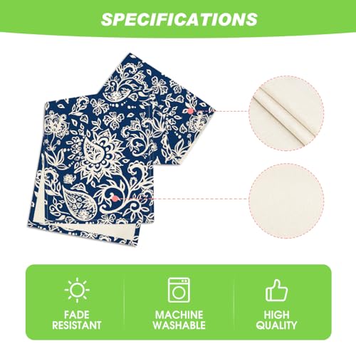 Blue Floral Paisley Table Runner - 13 x 90 Inch Spring Kitchen Decor